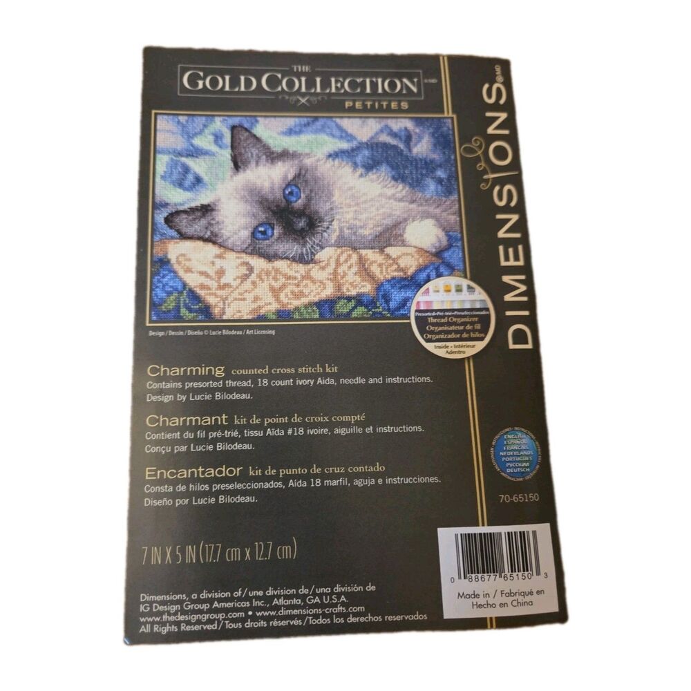 Dimensions Gold Collection Petites Charming Counted Cross Stitch Cat COMPLETE